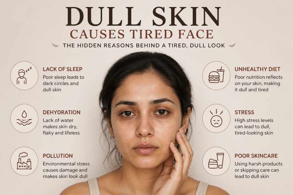 dull skin causes tired face natural look